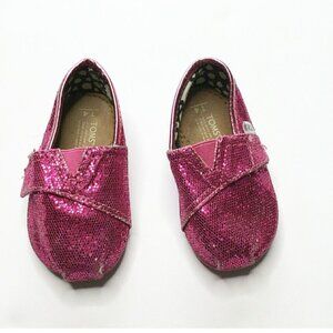 Toms Pink Glitter Flats size 4